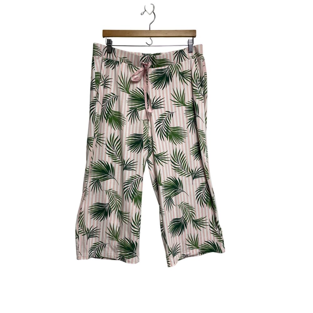 Lands End Women's Palm Tree Capri Pajama Pants - Size L